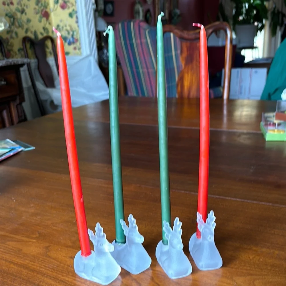 Williams Sonoma Reindeer candleholders and tapers